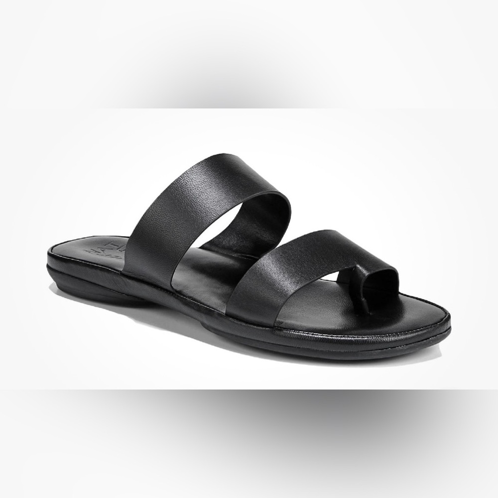 Naturalizer Womens Genn Drift Black Leather Slip On Slide Sandals Shoes